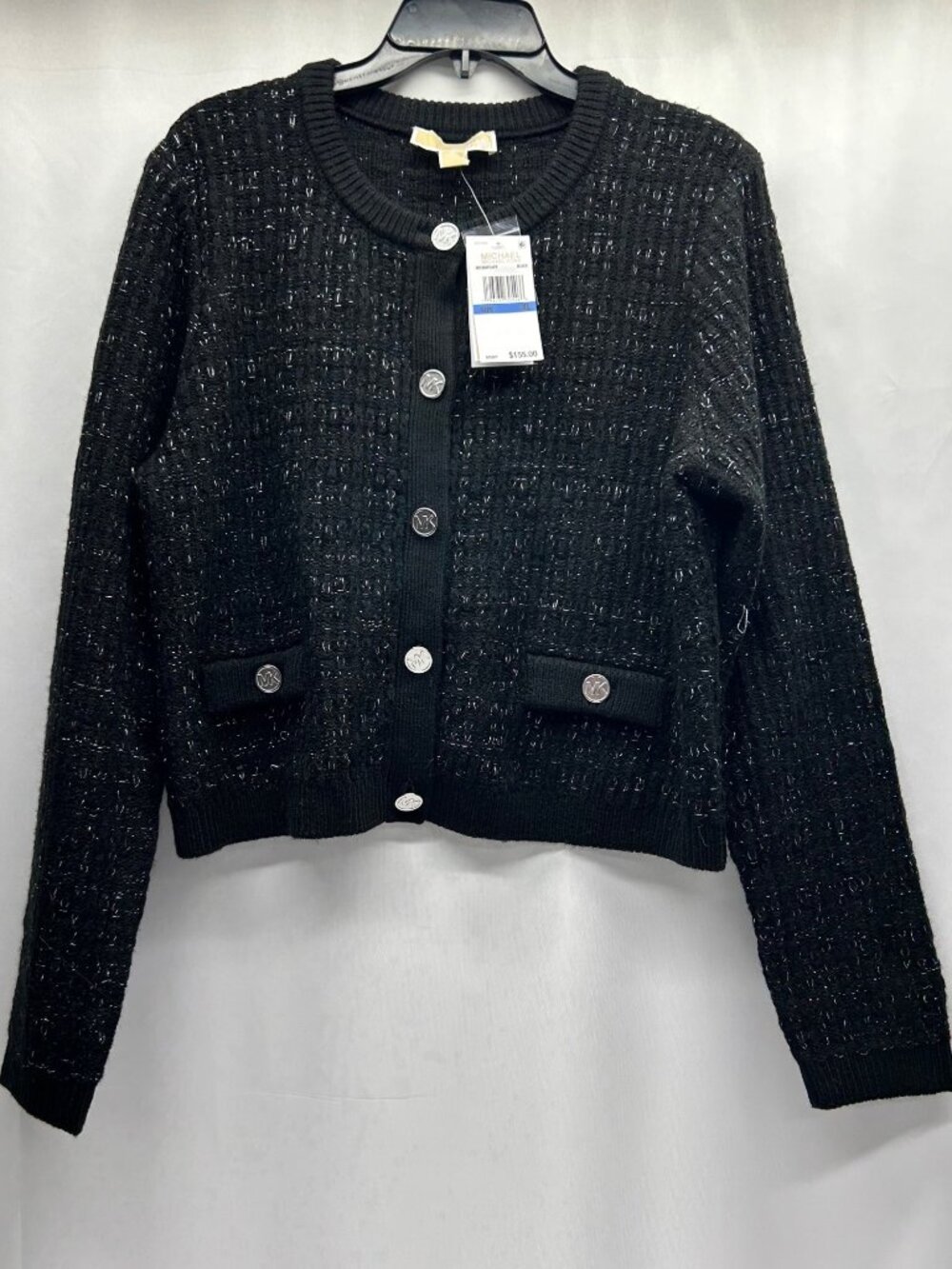 Michael Kors Women's NWT Black Metallic Button-Up Cardigan Sweater XL